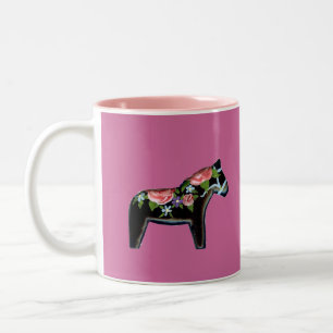 Pink Rose Dala Horse Mug