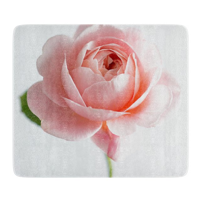Pink Rose Decorative Glass Cutting Board (Front)