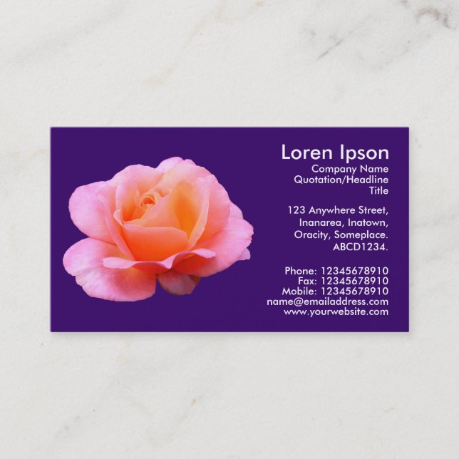 Pink Rose - Deep Purple Business Card (Front)