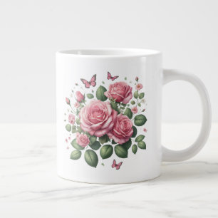 Pink Rose Design  Large Coffee Mug