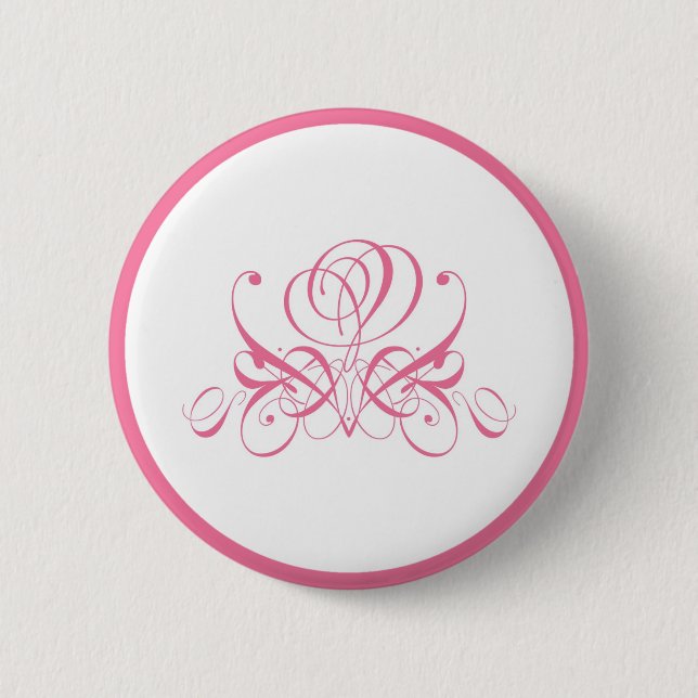 Pink Rose Designer Button (Front)