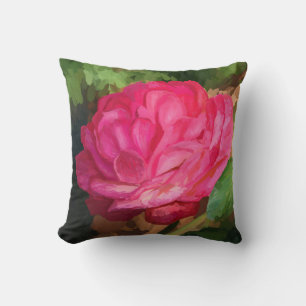 pink rose digital oil painting cushion