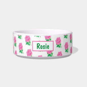 Pink Rose Dog or Cat Bowl