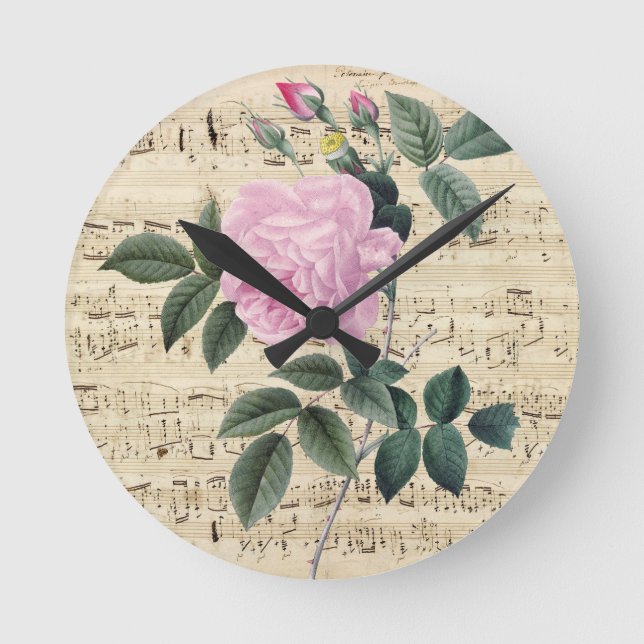 Pink Rose Dream Round Clock (Front)
