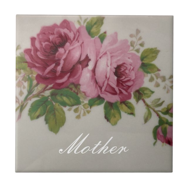 Pink Rose Elegance Ceramic Tile (Front)