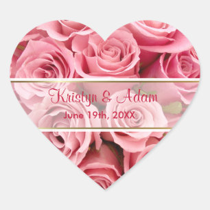 Pink Rose Elegance - Customise Heart Sticker