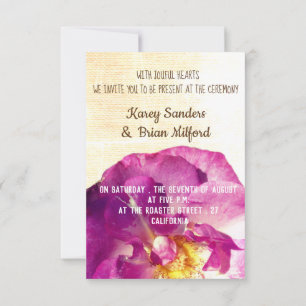 Pink Rose Elegant Canvas Wedding Invitation