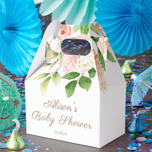 Pink Rose Elegant Floral Girl Baby Shower Favour Box