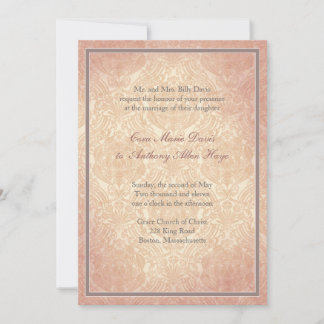 Pink rose elegant wedding invitation