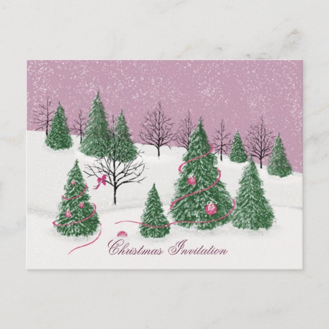 Pink Rose Enchanted Forest Holiday Letter Card (Front)