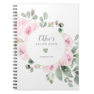 Pink Rose Eucalyptus Bridal Shower Recipe Book