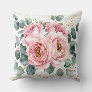 Pink Rose & Eucalyptus Pillow
