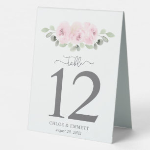 Pink Rose Eucalyptus Table Number Table