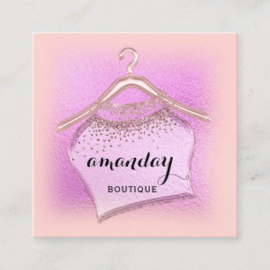 Pink Rose Fashion Blog Cloth Hanger Rose Square Business Card