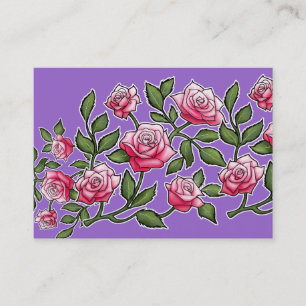 Pink Rose Floral Amethyst Background Business Card