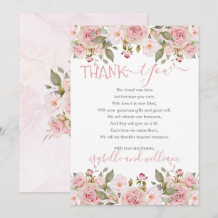 Pink Rose Floral Blooms Baby Shower Thank You