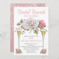Pink Rose Floral Blooms Bridal Brunch and Bubbly