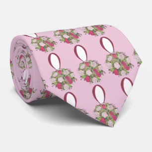 Pink Rose Floral Bouquet Flowers Wedding Tie