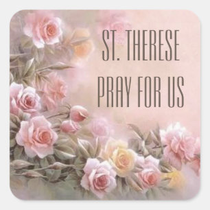 Pink Rose Floral Bouquet Saint Therese Square Sticker