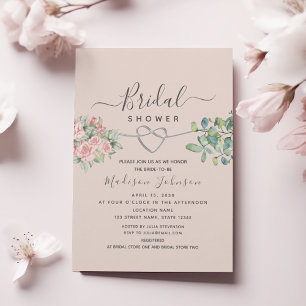 Pink Rose Floral Bridal Shower Invitation