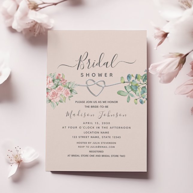 Pink Rose Floral Bridal Shower Invitation (Creator Uploaded)