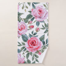 Pink Rose Floral Cottagecore Watercolor Pattern