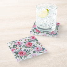 Pink Rose Floral Cottagecore Watercolor Pattern
