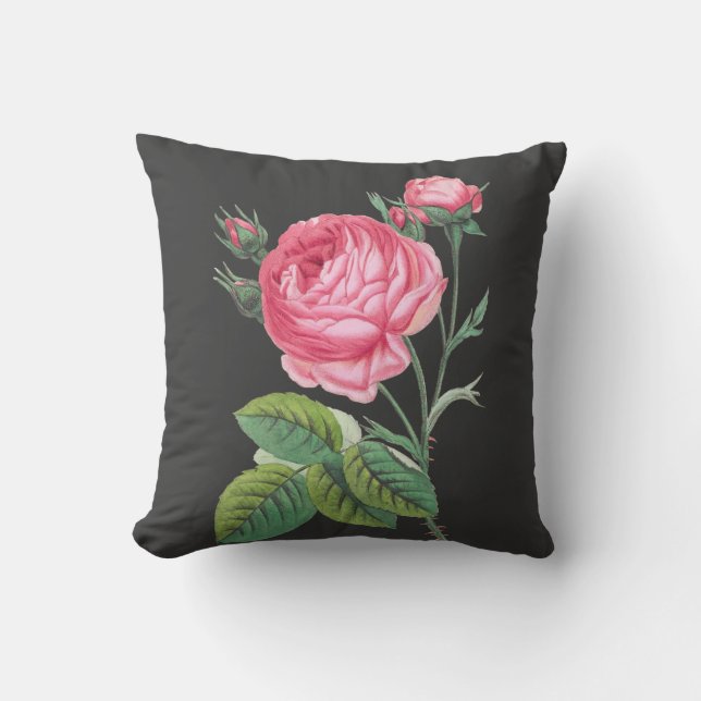 Pink rose floral cushion (Front)