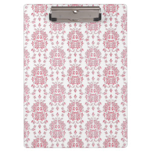 Pink Rose Floral Damask Style Pattern Clipboard