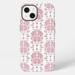 Pink Rose Floral Damask Style Pattern iPhone Case