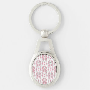 Pink Rose Floral Damask Style Pattern Key Ring