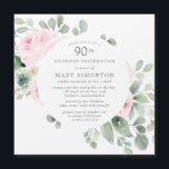 Pink Rose Floral Eucalyptus 90th Birthday Party Magnetic Invitation<br><div class="desc">Honour a special woman with this elegant 90th Birthday party invitation. Pink roses nestled in soft sage green eucalyptus leaves form a modern botanical frame. All of the text can be edited,  so you can describe your special celebration perfectly</div>
