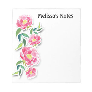 Pink rose floral feminine ladies birthday notepad