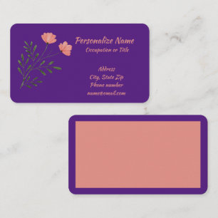 Pink Rose Floral Green Stem Purple Trendy Business Card