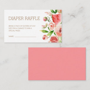 Pink Rose Floral Greenery Baby Diaper Raffle  Enclosure Card