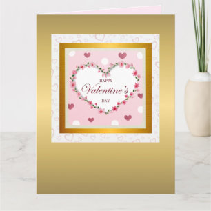 Pink Rose Floral Hearts Valentine's Day Gifts Card