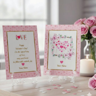 Pink Rose Floral Hearts Valentine's Day Gifts Card