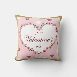 Pink Rose Floral Hearts Valentine's Day Gifts Cushion