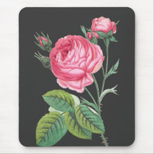 Pink rose floral modern mouse pad