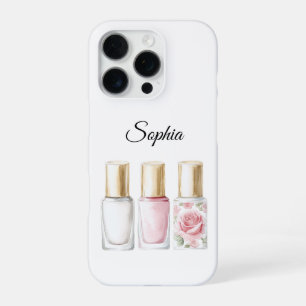 Pink Rose Floral Nail Polish iPhone 16 Pro Case