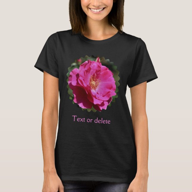 Pink Rose Floral Personalized T-Shirt (Front)
