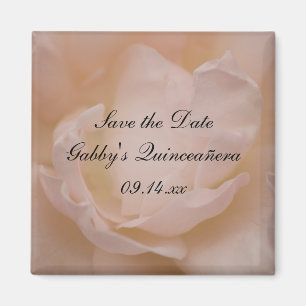Pink Rose Floral Quinceañera Save the Date Magnet