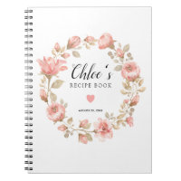 Pink Rose Floral Recipe Book