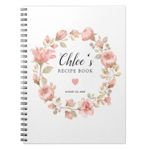 Pink Rose Floral Recipe Book