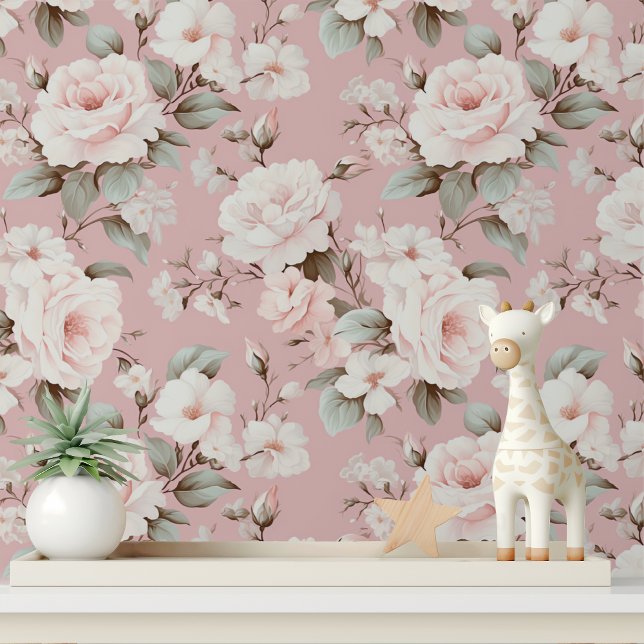 Pink Rose Floral Shabby Chic Pattern Wallpaper (Creator Uploaded)