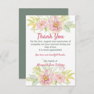 Pink Rose Floral Thank You Funeral Sympathy