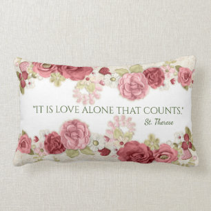 Pink Rose Floral Vintage Name Text Personalise Lumbar Cushion
