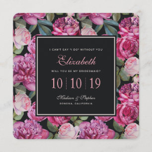 Pink Rose Floral Watercolor - Bridesmaid Invitation