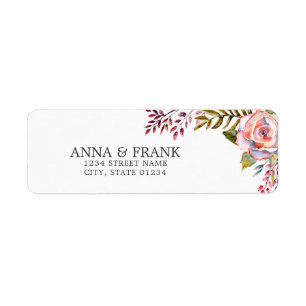 Pink Rose Floral Wedding Return Address Label