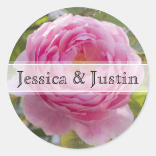 Pink Rose Floral Wedding Sticker
